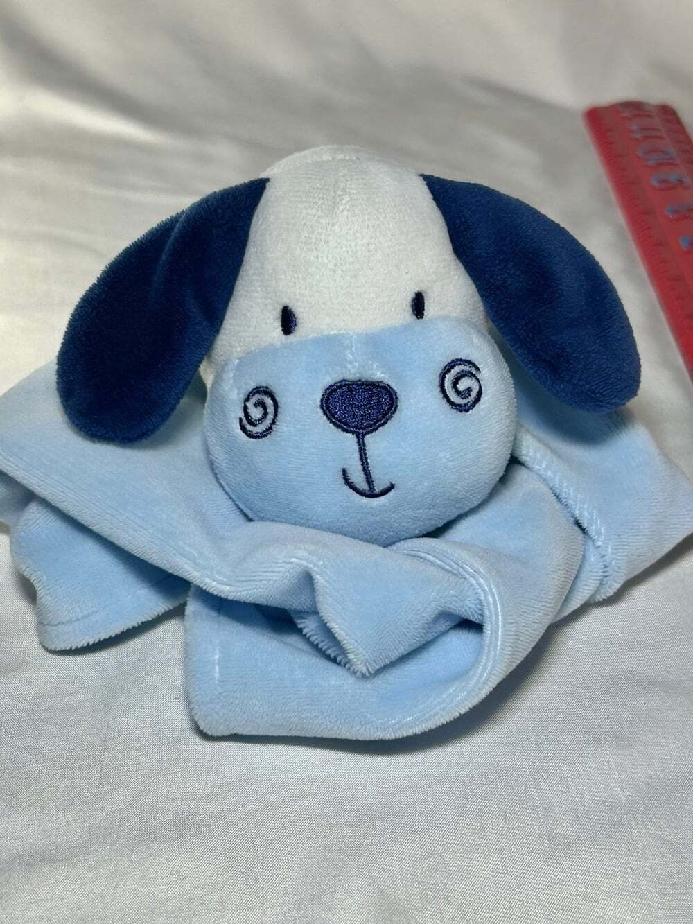 Puppy Dog Lovey Blue Security Blanket Soft 12"x12"